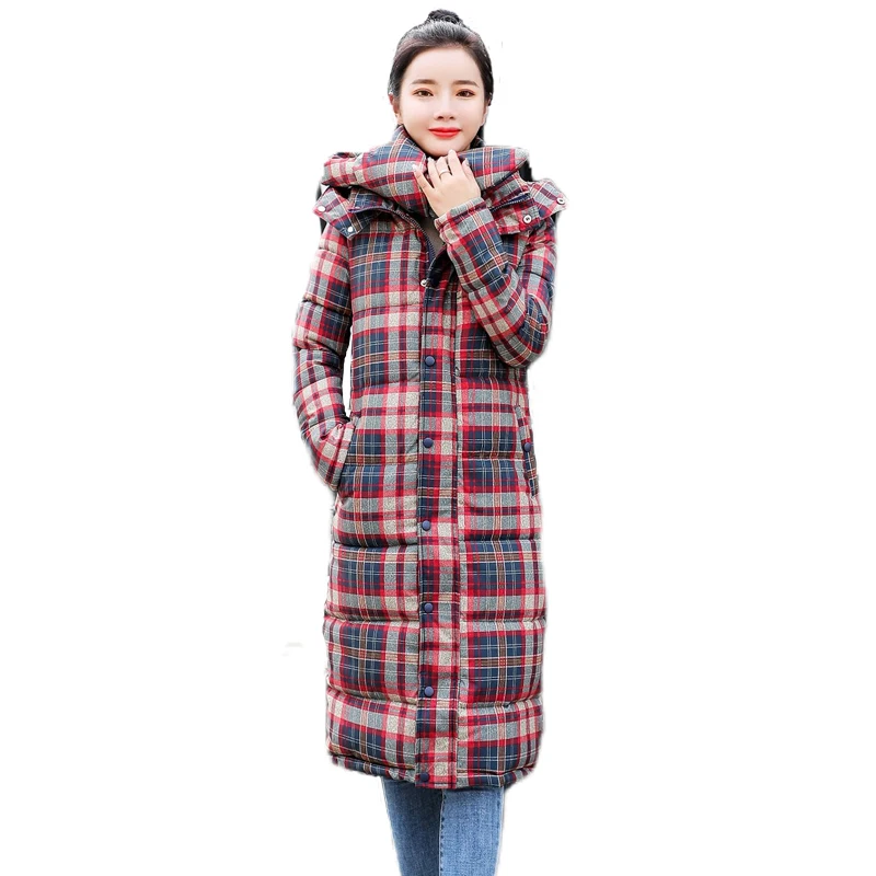 

2019 Women's Winter Long Large Size Down Jacket With Hooded And Scarf Female Stand-Up Collar Plus Size Down Coat