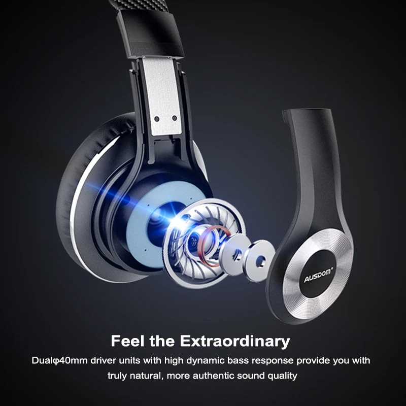 Ausdom ANC10 Active Noise Cancelling Wireles Bluetooth Headphones 30 hours play time With HiFi Ster