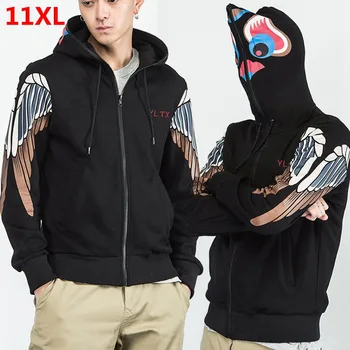 

Plus size large autumn extra large tide fat loose wind hooded cardigan outer jacket coat male 10XL 11XL 9XL