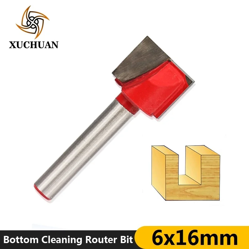

1pc 16mm Bottom Cleaning Router Bit For Woodworking 6mm Shank CNC Milling Bit Carbide Wood Milling Cutter