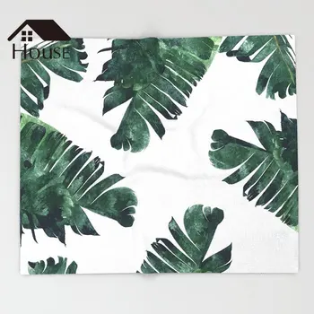 

BIGHOUSES Throw Blanket Banana Leaf Throw Blanket Watercolor Warm Microfiber Blanket