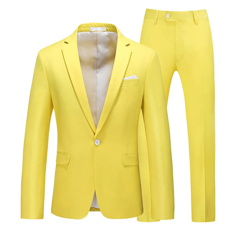 Lemon Yellow Plyesxale розовые свадебные костюмы для мужчин Элегантные Формальные костюмы из двух частей модные деловые повседневные Бутик Сплошной цвет 6XL Q948 - Цвет: Lemon Yellow