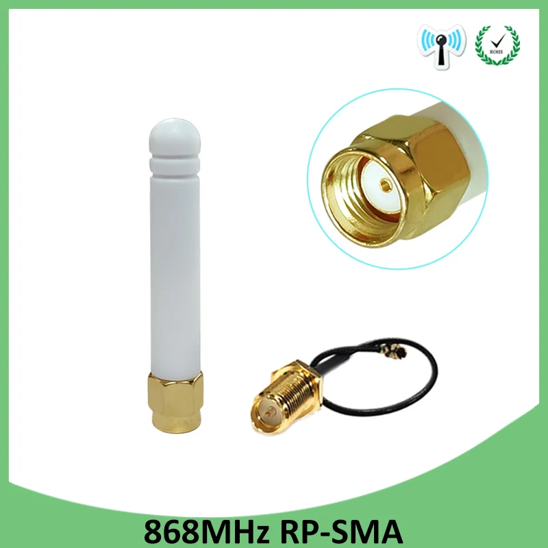 868 MHz 915 MHz Антенна 3dbi RP-SMA разъем GSM 915 MHz 868 MHz Антенна + 21 cm SMA штекер/u. FL косичка кабель