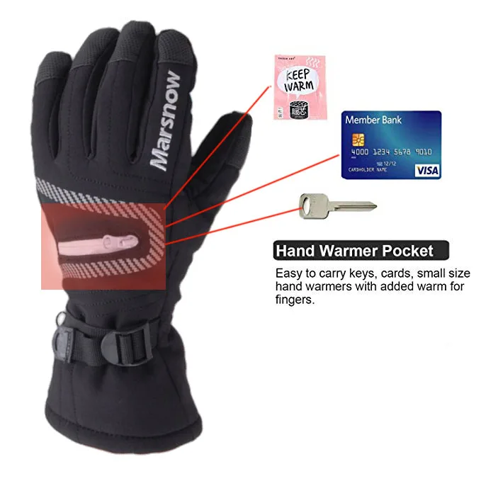 Windproof Waterproof Ski Gloves Warm Snowboard Gloves Non-slip Motorcycle Riding Winter Gloves Unisex Snow Gloves for Men Women