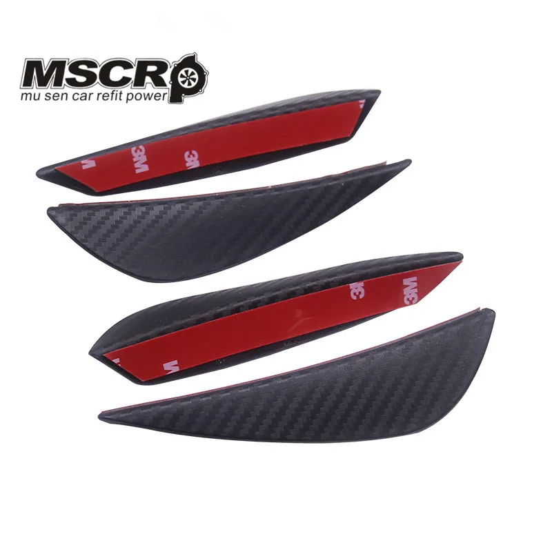 Universal Fit Front Bumper Lip Splitter Fins Body Spoiler Canard Valence Chin Carbon fiber look 4pcs/set