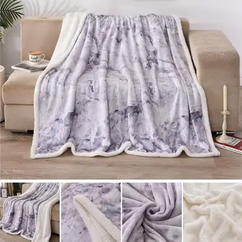 

Modern Fashion Nordic Marble Double-layer Blanket Lambskin TV Blanket Sofa Blanket Double-layered TV Blanket Lazy Blanket