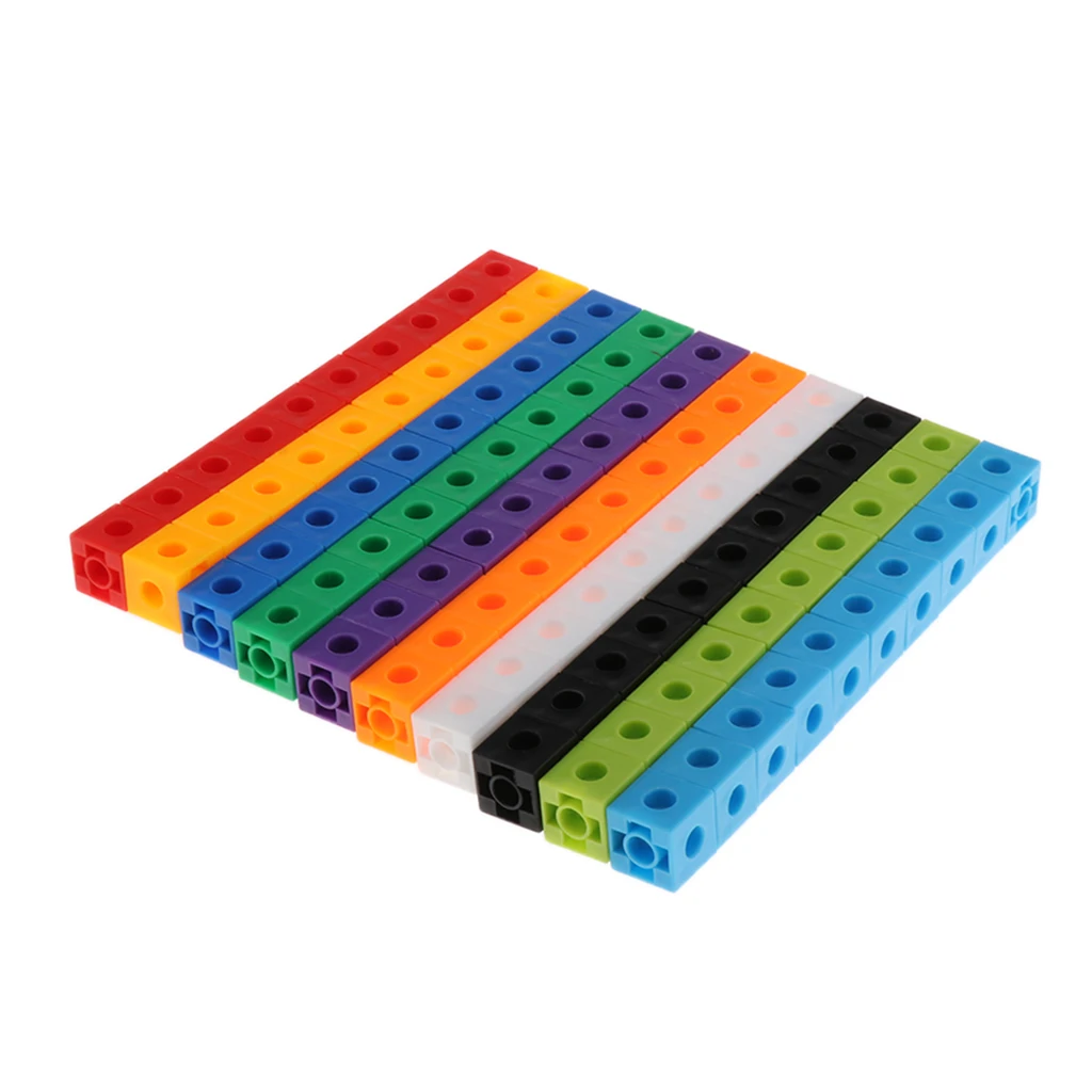 Blocos de Ensino Cores Multilink Ligação Contagem Cubos Snap Matemática Manipulador Crianças Educação Precoce Brinquedo Auxiliares Ensino 100 Pçs 10