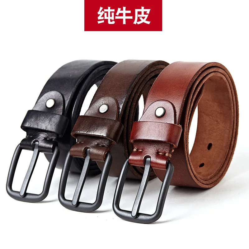 

Cow leather belt senior men's belt men's new fashion classic retro pin buckle alloy buckle men's belt high quality 2020 new