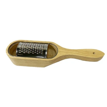 

Stainless Steel Cheese Grater with Removable Acacia Wood Collector Cheese Grater with Box Cheese Tools