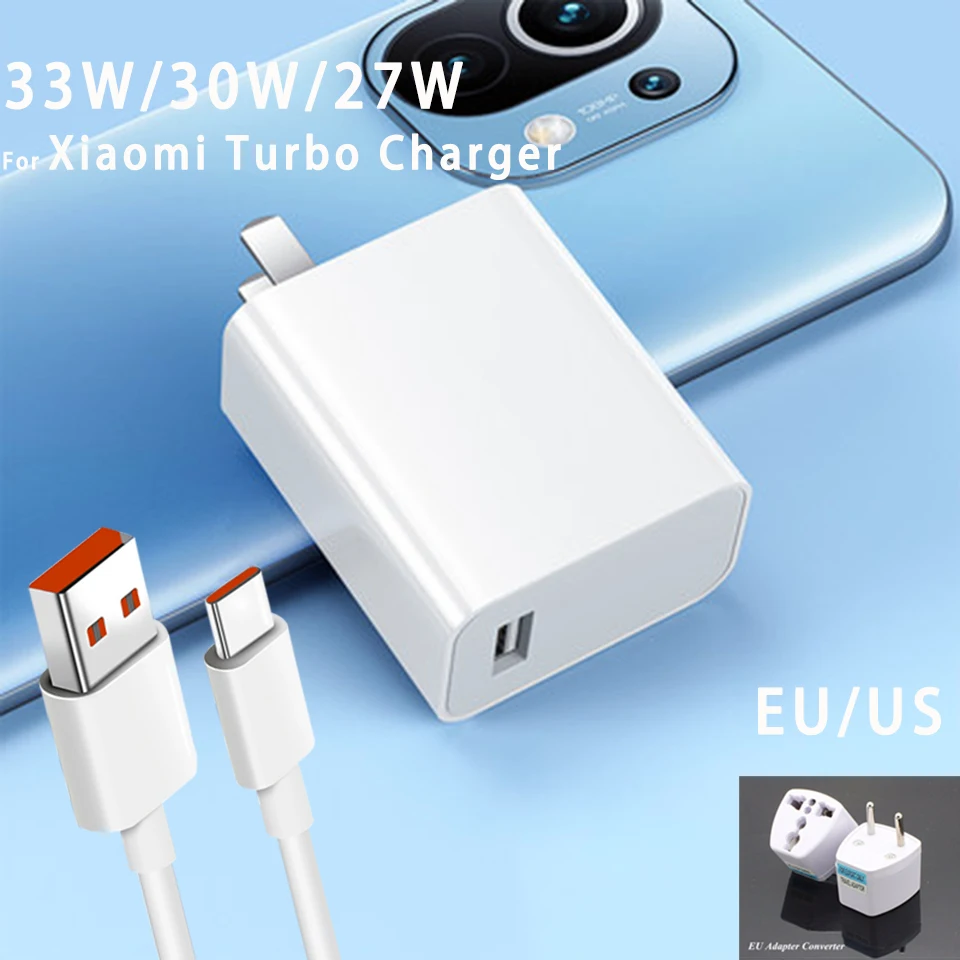 Быстрое зарядное устройство 33 Вт 30 для Xiaomi Turbo 27 QC3.0 кабель быстрой зарядки Mi Note 10