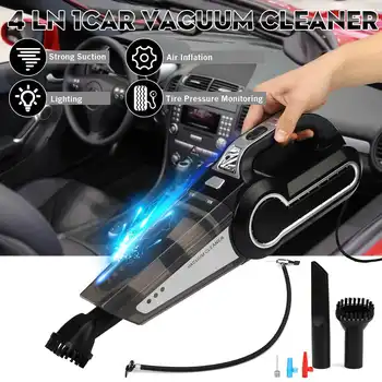 

4 in 1 Portable Vacuum Cleaner for Car Wet and Dry Tire Inflator Pump Pressure Cyclone LED Light Min Vaccum Cleaner for Home Car