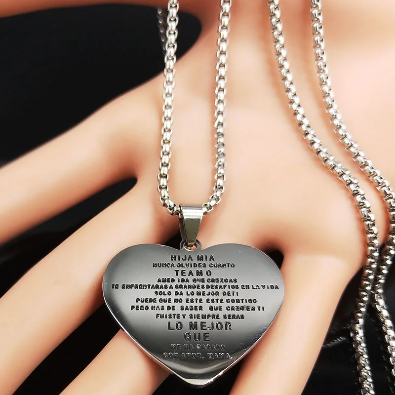 Новинка! Модное женское ожерелье из нержавеющей стали с сердечком и AMO. Ювелирные изделия N19299