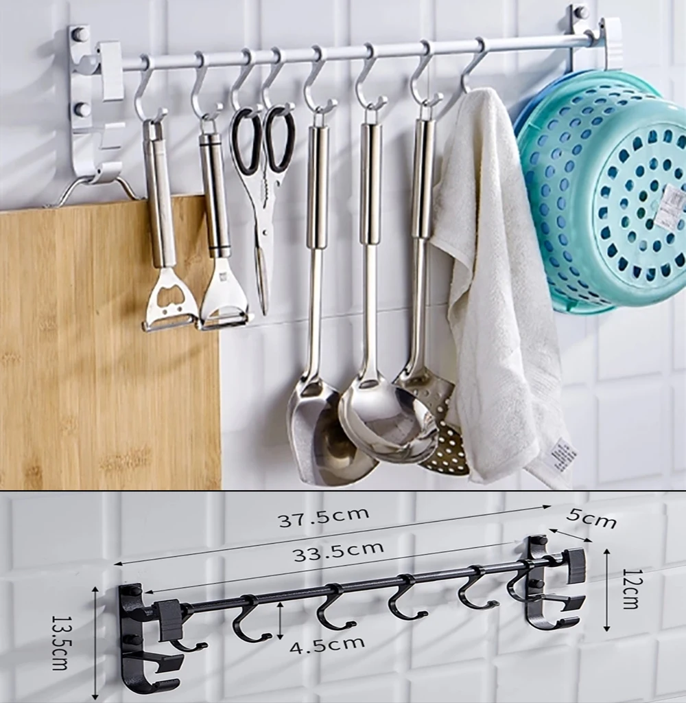 

Kitchen Gabgets Cupboard 6 Hook Home Organizer Storage Rack Pantry Chest Tools Towels Hanger Wardrobe Towel Rack Storage Shelf