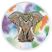 Круглое пляжное полотенце из ультратонкого волокна с поясом и кисточками в западном стиле, банное полотенце с принтом