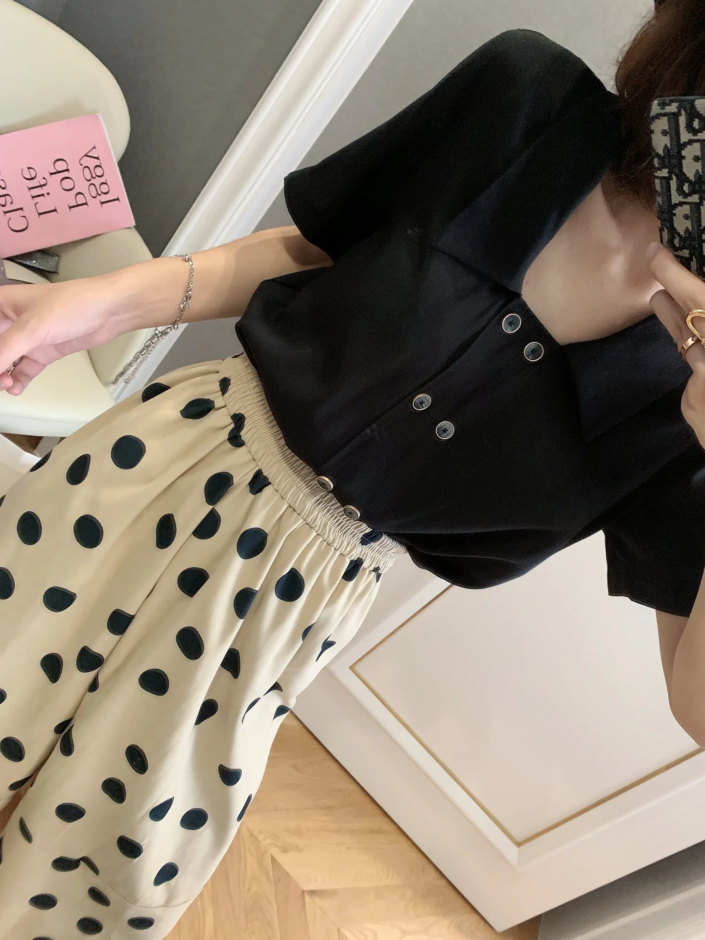 SHENGPALAE Faldas Mujer Moda Новая мода осень-зима юбка Для женщин в горошек, украшенное принтом со Эластичная лента юбки Faldas женские A287