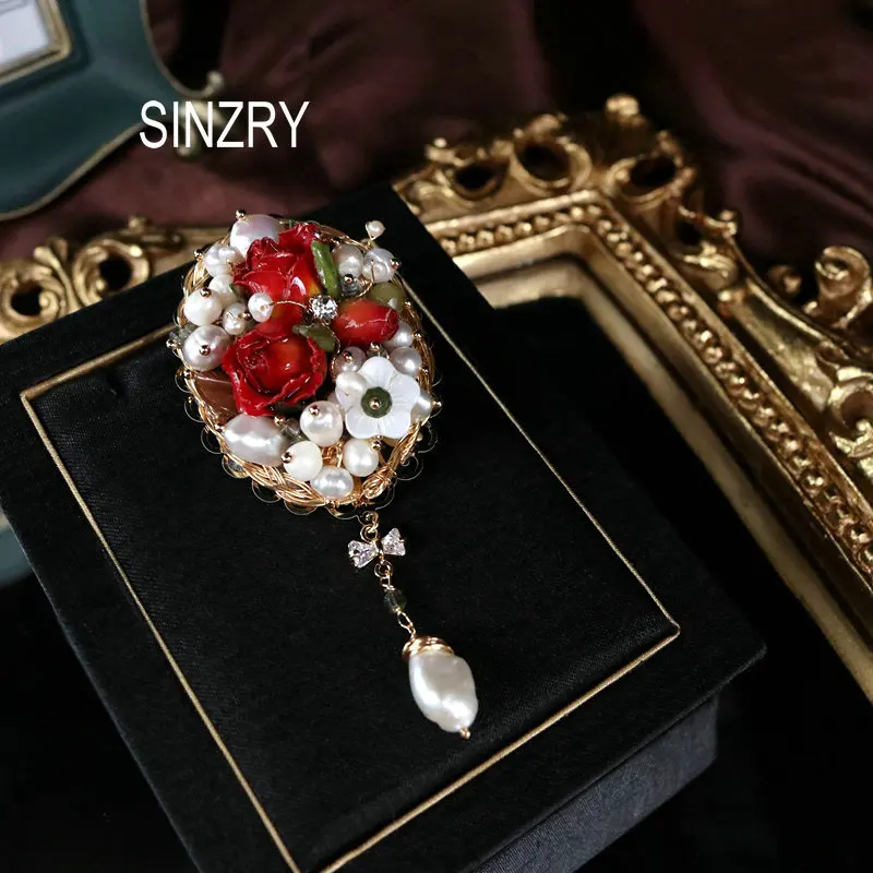 Лидер продаж оригинальные креативные Броши SINZRY с натуральным жемчугом в форме