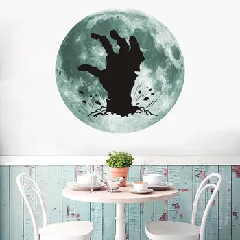 

Halloween Glowing In The Dark Wall Glass Sticker Luminous Removable Home Decor Ornaments Halloween Luminous Moon Wall Sticker