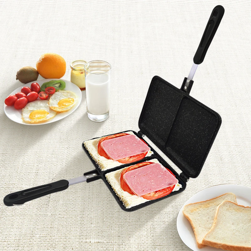 

Two-hole Sandwich-maker Iron Bread Toast Breakfast Machine Waffle Pancake Baking Barbecue Oven Mold Grill Frying