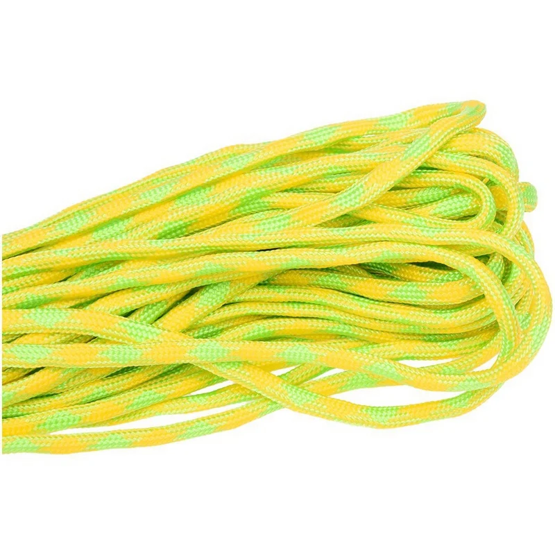 2 Pcs Parachute Cord with 7 Strands, 550 Lbs, 100 Ft.(Green Camo with Green