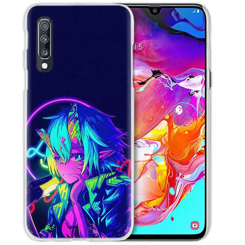 Неоновые они девочек с рисунком в стиле аниме чехол для samsung Galaxy A50 A70 A20e A80 A60 A40 A30 A20 A10 A8 A6 плюс A9 A7 жесткий чехол для телефона с рисунком в виде Coque