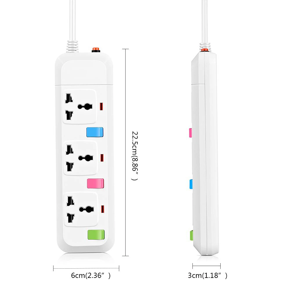 Электрические Мощность полосы 3/4/5 AC универсальных розеток США/Великобритании/ЕС/США/AU розетка с USB 1,8 м кабель-удлинитель индивидуальный переключатель Управление