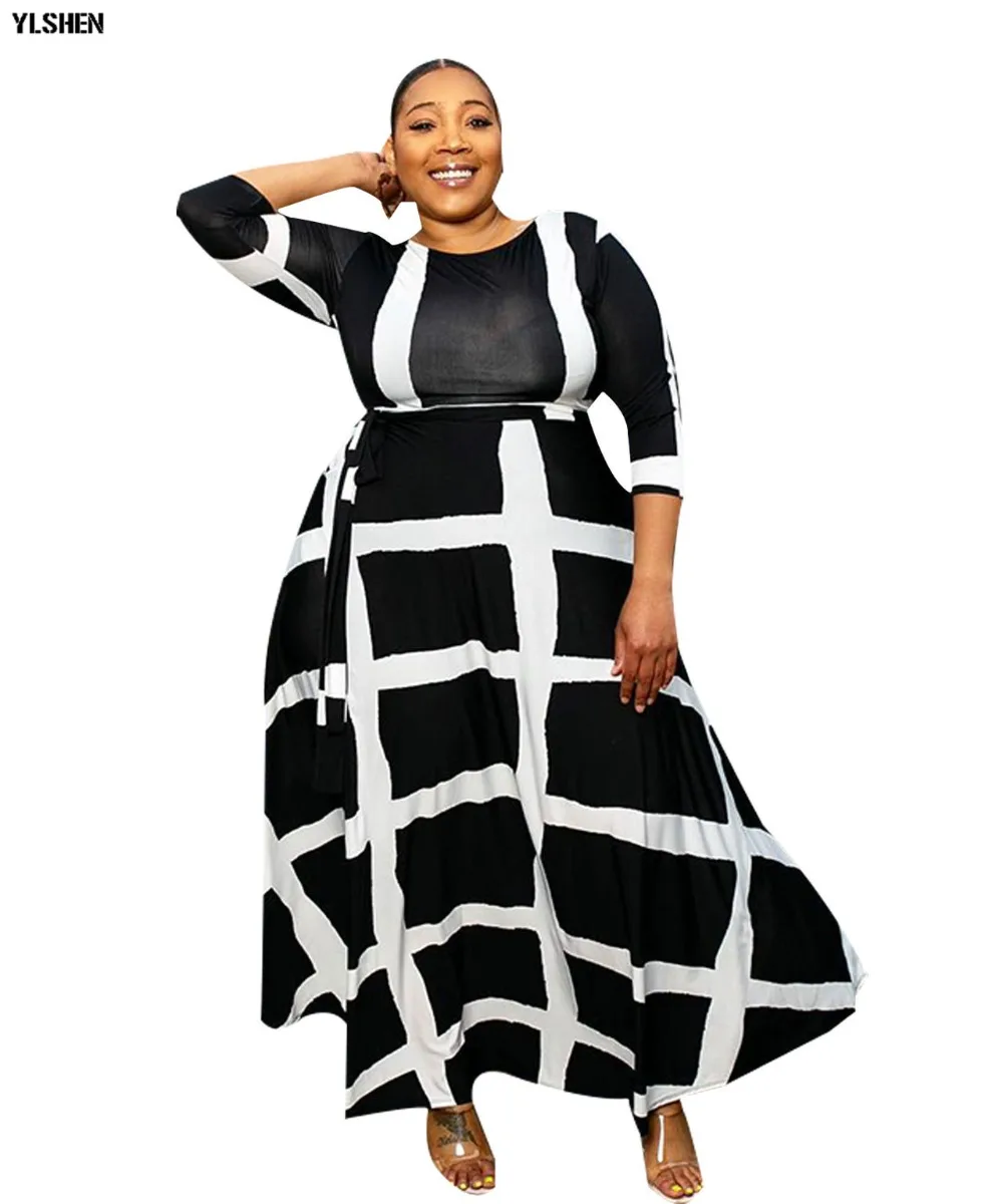 5XL African Dresses for Women Dashiki African Clothes Fashion Basin Riche Positioning Print Long Sleeve Black White Africa Dress 10