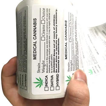 

500pcs Generic Medical Identification Labels 1 x 3 Inch Medical Universal Symbol Labels State Compliant Leaf Medical Stickers