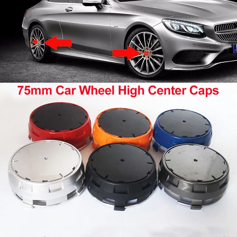 

Good Quality for Benz 75mm Wheel High Hub Caps Covers ABS Car Logo Star Emblem Wheel Center Cap Badge 6 colors Auto Accessory