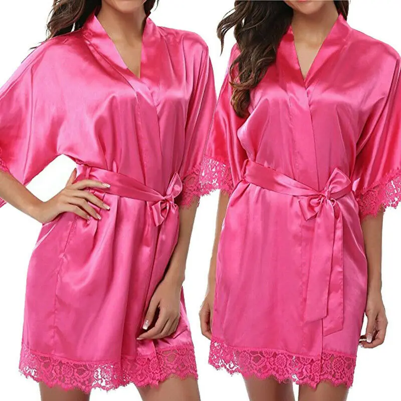 Женская атласная простая Шелковая пижама, ночная рубашка, Женская гладкая ночная рубашка, розовая, красная, золотая, серебристая, синяя, белая, Черная
