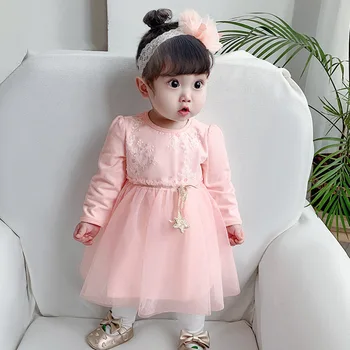 

2020 New Baby Infant Girls Sweet Lace Emobridery Princess Tutu Dresss Spring Autumn Toddlers Birthday Party Vestido Clothes