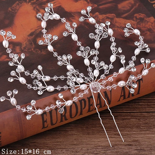 Bridal Hairpins Wedding Hair Accessories Tiara Pearl Rhinestone Flower Bridal Headpiece Wedding Hair Pins For Women Hair Jewelry Silver