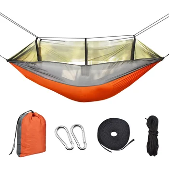 

260x140cm Portable Outdoor Camping Hammock with Mosquito Net High Strength Parachute Fabric Hanging Bed Hunting Sleeping Swing