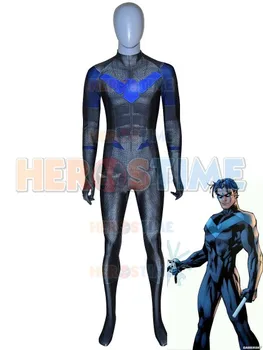 

2019 Nightwing Cosplay Costume 3D Printing Adult/kids Suit Halloween Party Night wing superhero Jumpsuits