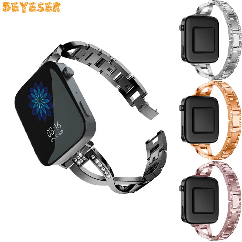 Replacement metal wrist strap For Xiaomi MI Smart watch Rhinestone bracelet 18mm Mi smart GPS NFC Fitness watches band | Электроника