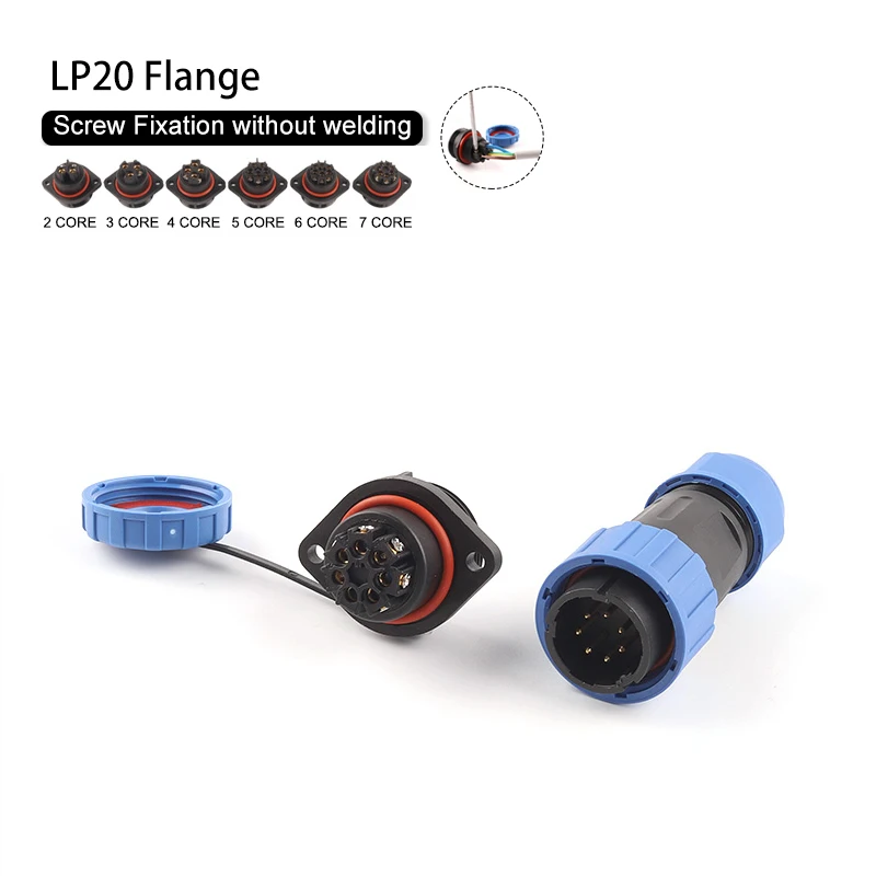 

LP/SP20 IP68 No welding screw connectionFlange type waterproof aviation plug IP68 2/3/4/5/6/7 pin male/female plug socket