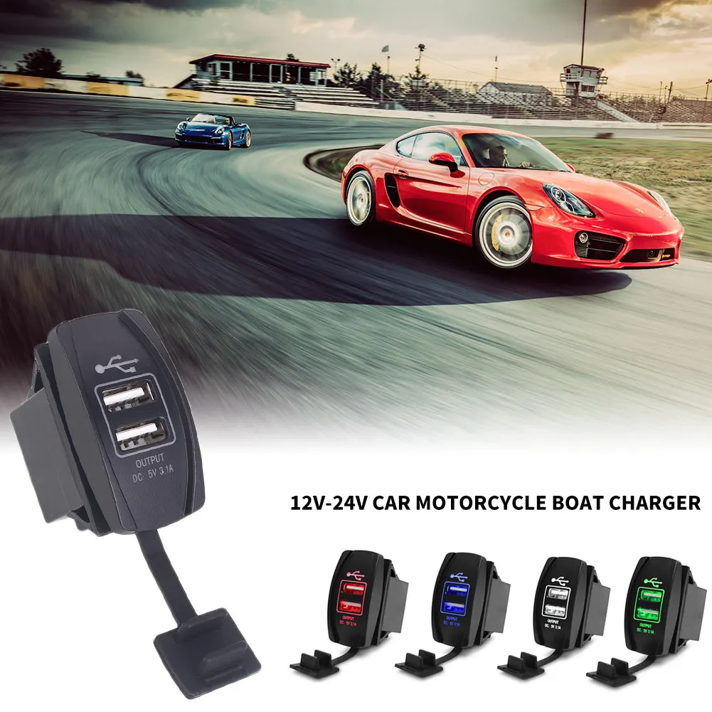 Автомобильное зарядное устройство USB зарядное устройство Портативный 2USB порт розетка планшет умный адаптивный 3.1A светодиодный Smart