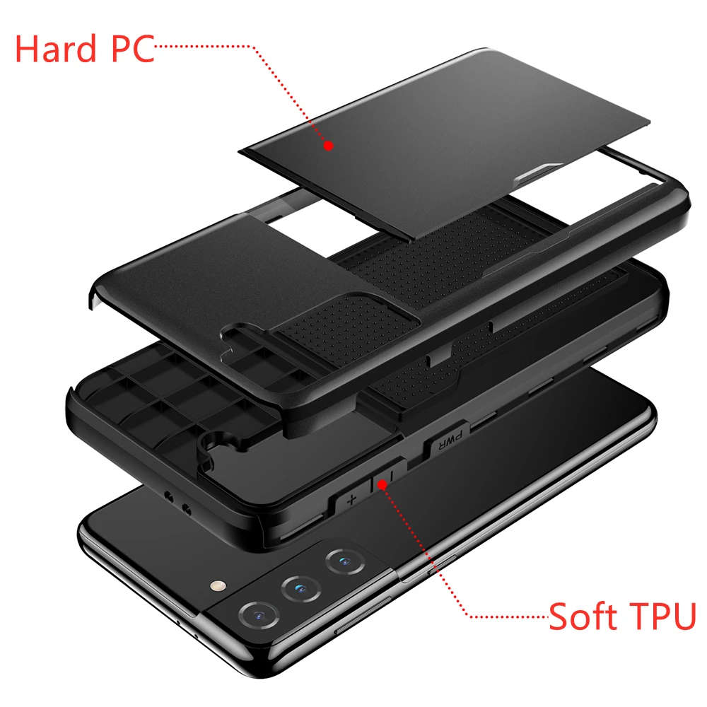 Slide Wallet Card Slots Case Funda For Samsung Galaxy S21 FE S20