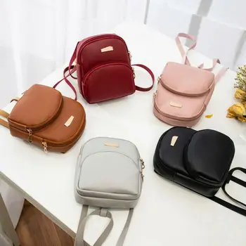 

Women girls small backpack two way helmet hole Mini Faux leather backpack backpack school bag travel new sweet cute
