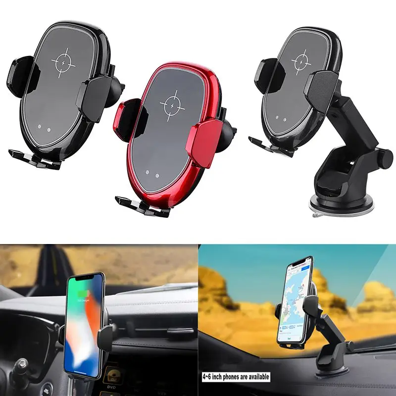 

10W Qi Wireless Car Charger Automatic Clamping Fast Charging Phone Holder Mount in Car for iPhone Smart Phone