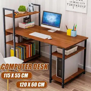 

NEW Computer Laptop Desk 45/47" Modern Style Computer Desk with 4 Tiers Bookshelf for Home Office Studying Living Room