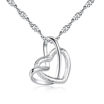 

FXM fashion classic Silver color Heart shape chains Necklace For Women Pendant new design Jewelry Accessories necklaces Gift