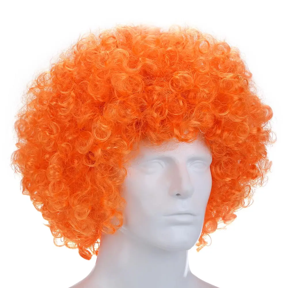 Разноцветные короткие кудрявые взрывные головы подставки под парик Смешной Пушистый парик клоуна шапки новейший волнистый круглый парик клоуна волосы фанатов парик - Цвет: orange