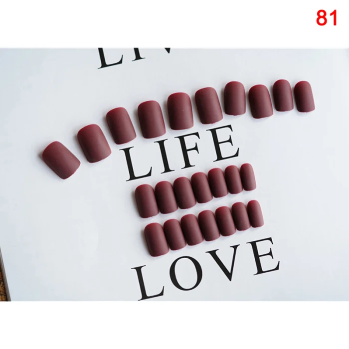 High Quality Fashion 24pcs Detachable Wearable Matte False Nails Full Cover Short Style Candy Color Fake Nail LVS88