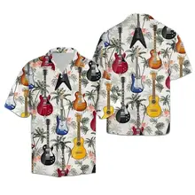 

2022 Hawaiian Beach Shirt For Men Hip Hop Rock Print 3d Summer Short Sleeve 6xl Mens Hawaiian Tropical Guitar Shirts