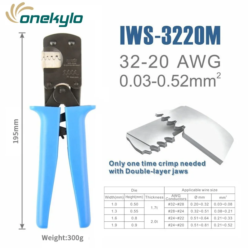 IWS-3220 обжимные плоскогубцы ручные обжимные инструменты для JST SHD, JAM, TYCO D-100 и т. Д. Обжимной диапазон 0,03-0,5 мм м²(AWG: 32-20) Ручной инструмент IWISS