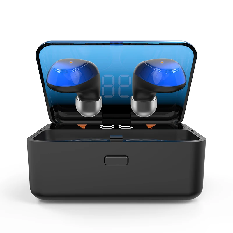 Blue TOPK F13/ES01 TWS 5,0 Bluetooth наушники V5.0 портативный стерео беспроводной сенсорный наушник со спортивной басовой гарнитурой Светодиодный дисплей питания - Color: Blue
