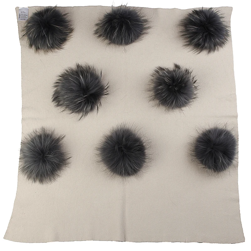 beige dark gray Теплое шерстяное Пеленальное Одеяло для новорожденных и детей постарше, одеяло для сна для путешествий с натуральным меховым помпоном, одноцветные постельные пеленки - Цвет: beige dark gray