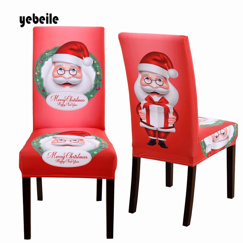 Yebeile рождественские Чехлы для кухонных стульев, чехлы для обеденных сидений, чехлы для стульев, съемные чехлы для стульев с изображением животных, эластичные чехлы для стульев с принтом