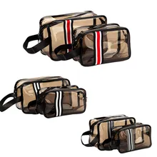 Путешествия большой емкости портативный пластиковый водонепроницаемый Косметический мешок многофункциональный прозрачный мыть мешок серый серии