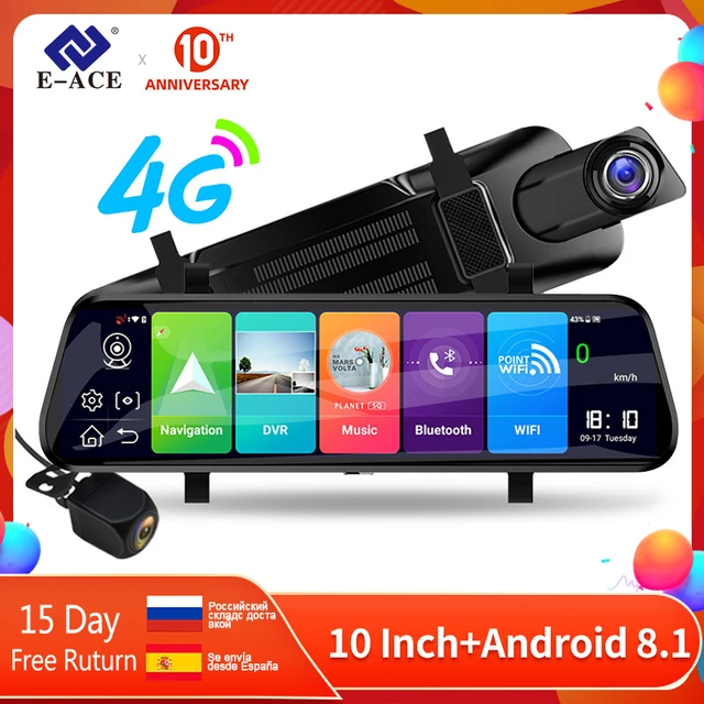 $US $73.08 E-ACE D13 Car Dvr 10 Inch Streaming Rear View Mirror FHD Dash Cam 4G Android GPS Navigation Car Cam